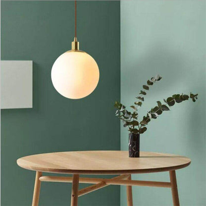 Nordic Loft Brass Single-head Glass Ball Pendant Lamps E27 LED Hanging Light For Kitchen Living Room Bedside Bathroom Hotel Room