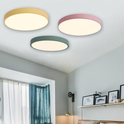 Modern Colorful Macaron Round LED Ceiling Light Kids Room Light Lamparas De Techo Lustre LED Lamp