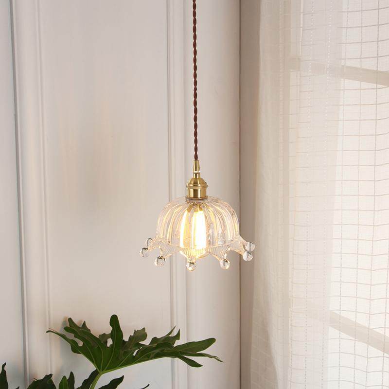 Nordic Brass Glass Pendant Lamp Modern Little Crown Pendant Lights LED E27 Decoration Hanging Lamp For Cafe Bedroom Bedside