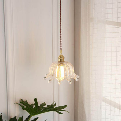 Nordic Brass Glass Pendant Lamp Modern Little Crown Pendant Lights LED E27 Decoration Hanging Lamp For Cafe Bedroom Bedside