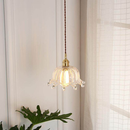 Nordic Brass Glass Pendant Lamp Modern Little Crown Pendant Lights LED E27 Decoration Hanging Lamp For Cafe Bedroom Bedside