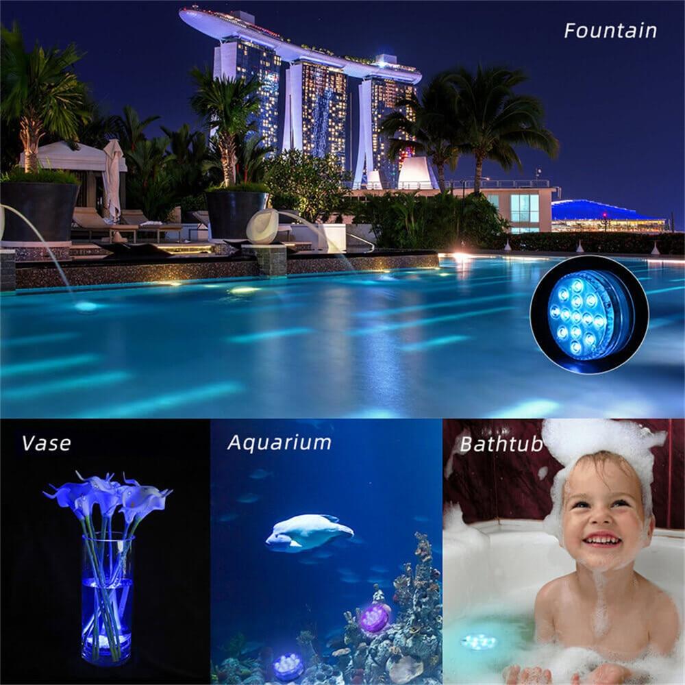 RGB Submersible Light with Magnet 13 LED Underwater Night Light Swimming Pool Light for Outdoor Vase Fish Tank Pond