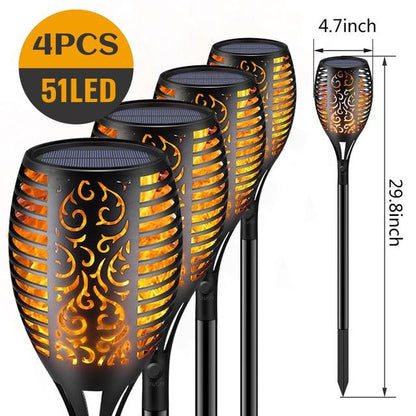 33/96 LED Solar Flame Lamp Outdoor Torch Lights Safety Waterproof Light Flicker Lights for Garden Decoration Automatic On Dusk