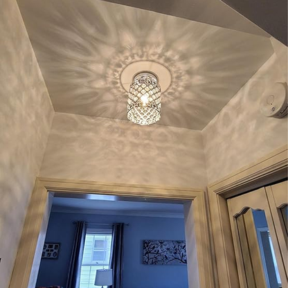 Modern Crystal Ceiling Lamp Silvery Ceiling Light E27 Max 60W Corridor Eliving Room Entry Door Bedroom Lamps Decorative Lights