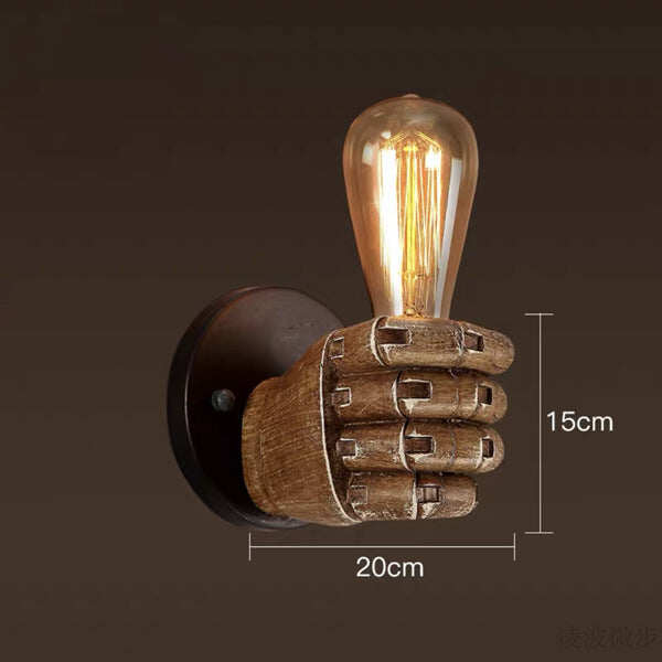 Vintage Resin Fist Left Hand Right Hand Wall Lamp
