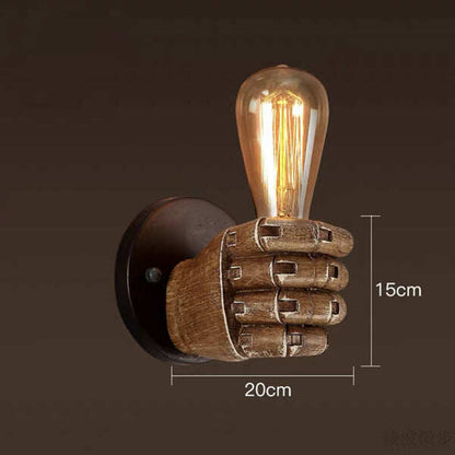 Vintage Resin Fist Left Hand Right Hand Wall Lamp