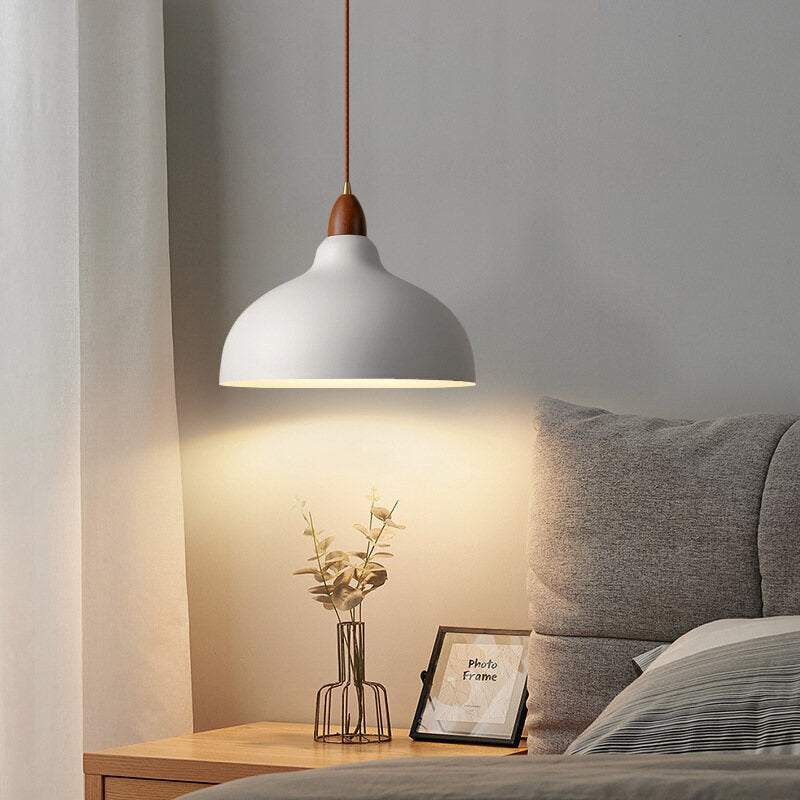 Nordic Minimalist Hanging Lamp Black White Metal Modern Pendant Light Retro Droplight for Bedroom Bedside Dining Room Bar Decor