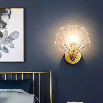 Simple Glass Shell Wall Lamp Bedroom Living Room Corridor Wall Light E14 Bedside Lamps Indoor Decoration Fixtures