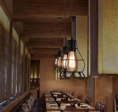 Nordic Pendant Lights Iron Minimalist Loft Cage Pyramid Pendant Lamp Modern Industrial Metal Hanging Lamp Parlor E26 E27 LED NEW
