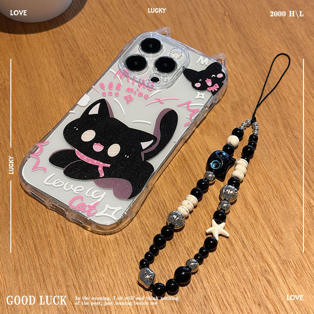 Funny Cute Kitten Bracelet Case Compatible for IPhone 13 11 16 17 15 12 Pro Max 8 7 16 Plus X XR XS Max SE 2020 Cute Cat Ears Cover