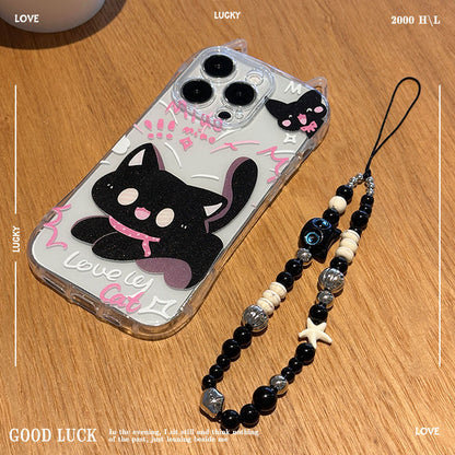 Funny Cute Kitten Bracelet Case Compatible for IPhone 13 11 16 17 15 12 Pro Max 8 7 16 Plus X XR XS Max SE 2020 Cute Cat Ears Cover