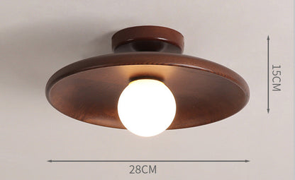 Modern Wooden Ceiling Light Log Color Walnut Wood Ceiling Lamps Surface Ceiling Lighting G9