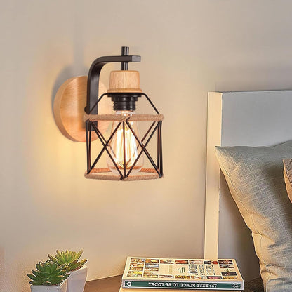 Modern Wood Wall Lamps Vintage Sconce Wall Lights Fixture E27 Bedside Retro Lamp Industrial Dining Room Bedroom Lighting