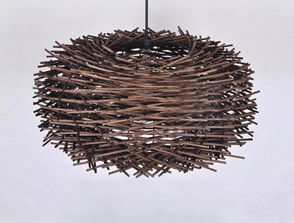 Handmade Bird Nest Pendant Light Wicker Wood Hotel Restaurant Dinning Room Cafe Bar Nordic Rattan lustre Modern Hanging Suspension