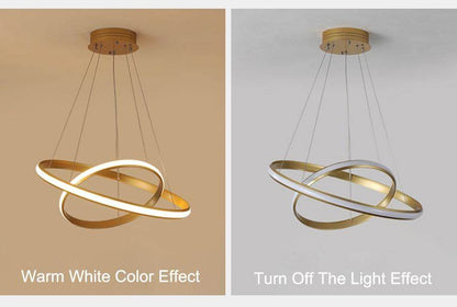 New Modern LED Pendant Lights Lliving Room Dining Black White Golden Coffee Rings Aluminum Body Ceiling Mounted Indoor Lamps De