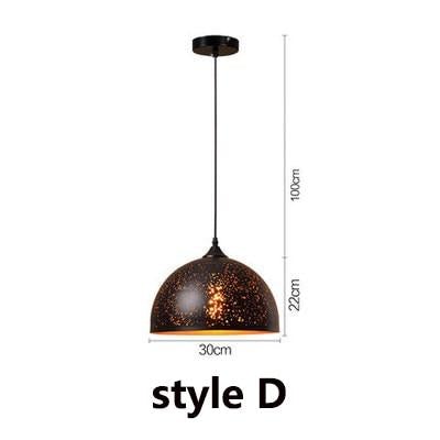 Vintage Pendant Light Iron Loft Nordic Porous Etching Lampshade