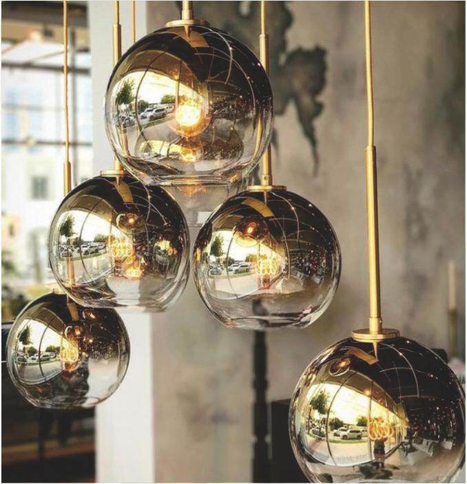 Loft Modern Pendant Light Silver Gold Glass Ball Hanging Lamp Hanglamp Kitchen Light Fixture Dining Living Room Luminaire
