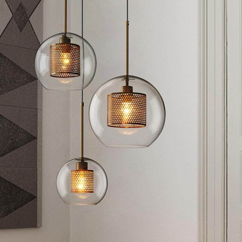 Nordic Modern Simple Glass Ball Single Head E27 LED Pendant Lights Personality Decorative Lighting For Living Room Bedroom Cafe