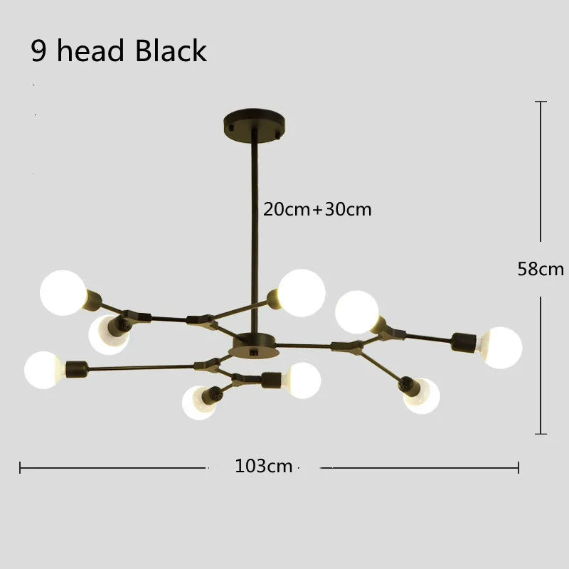Modern Sputnik Ceiling Chandelier Satellite Hanging Lamp Lustre Light Fixture 3 6 9 Iron Spider Home Living Dining Room Decor