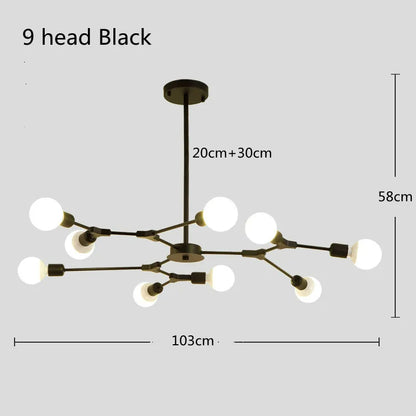 Modern Sputnik Ceiling Chandelier Satellite Hanging Lamp Lustre Light Fixture 3 6 9 Iron Spider Home Living Dining Room Decor