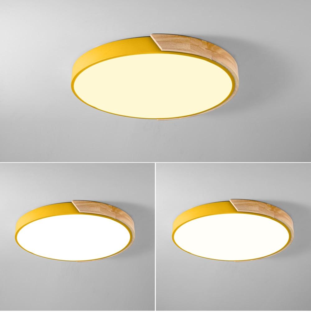 Nordic Wood led Ceiling Lights Modern Colorful Bedroom Ceiling Lamps Round thin plafondlamp Lighting lamparas de techo 30cm 40cm