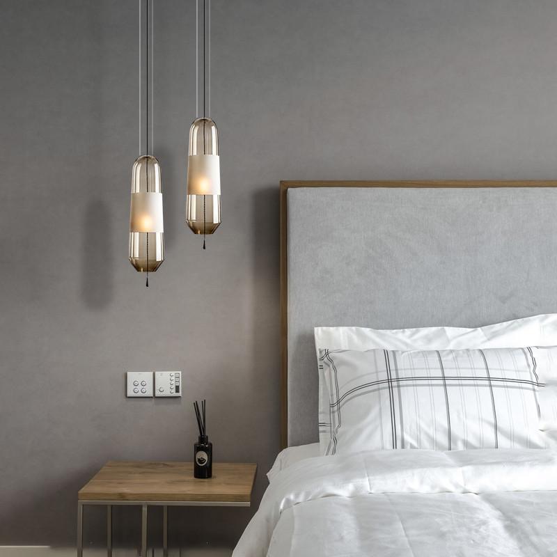 Nordic Creative Bedroom Bedside Lamp Glass Small Single Head Chandelier