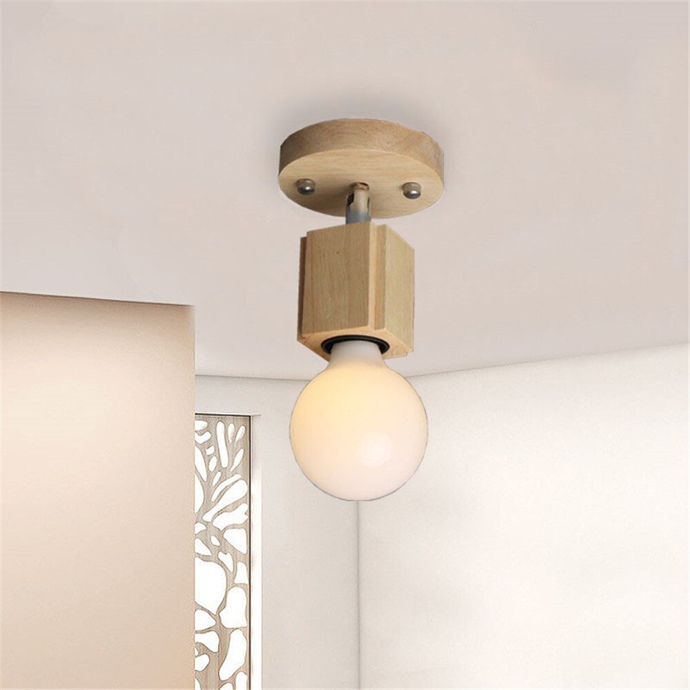 Modern LED Wooden Ceiling Light Novelty E26/27 Kitchen Bedroom Porch Dining Room Balcony Decoration Light Fixture