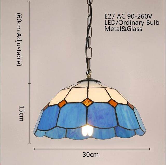 Pastoral Loft Modern Blue Glass Pendant Light LED E27 Art Deco Vintage Hanging Lamp For Living Room Bedroom Kitchen Restaurant