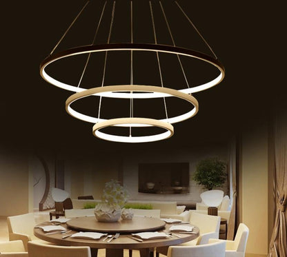 Aluminum Circle Rings Modern LED Chandelier lighting White&Black&Gold Lustre Living Kitchen Dining room nordic lamp luminarias
