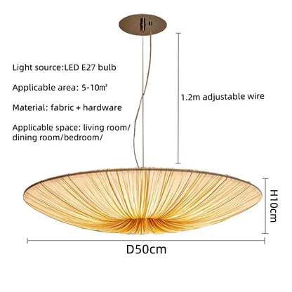 Wabi Sabi Cloth Pendant Light Bar Living Room Bedroom Nordic Ceiling Chandelier Lighting Decor Lustre Hanging Lamps
