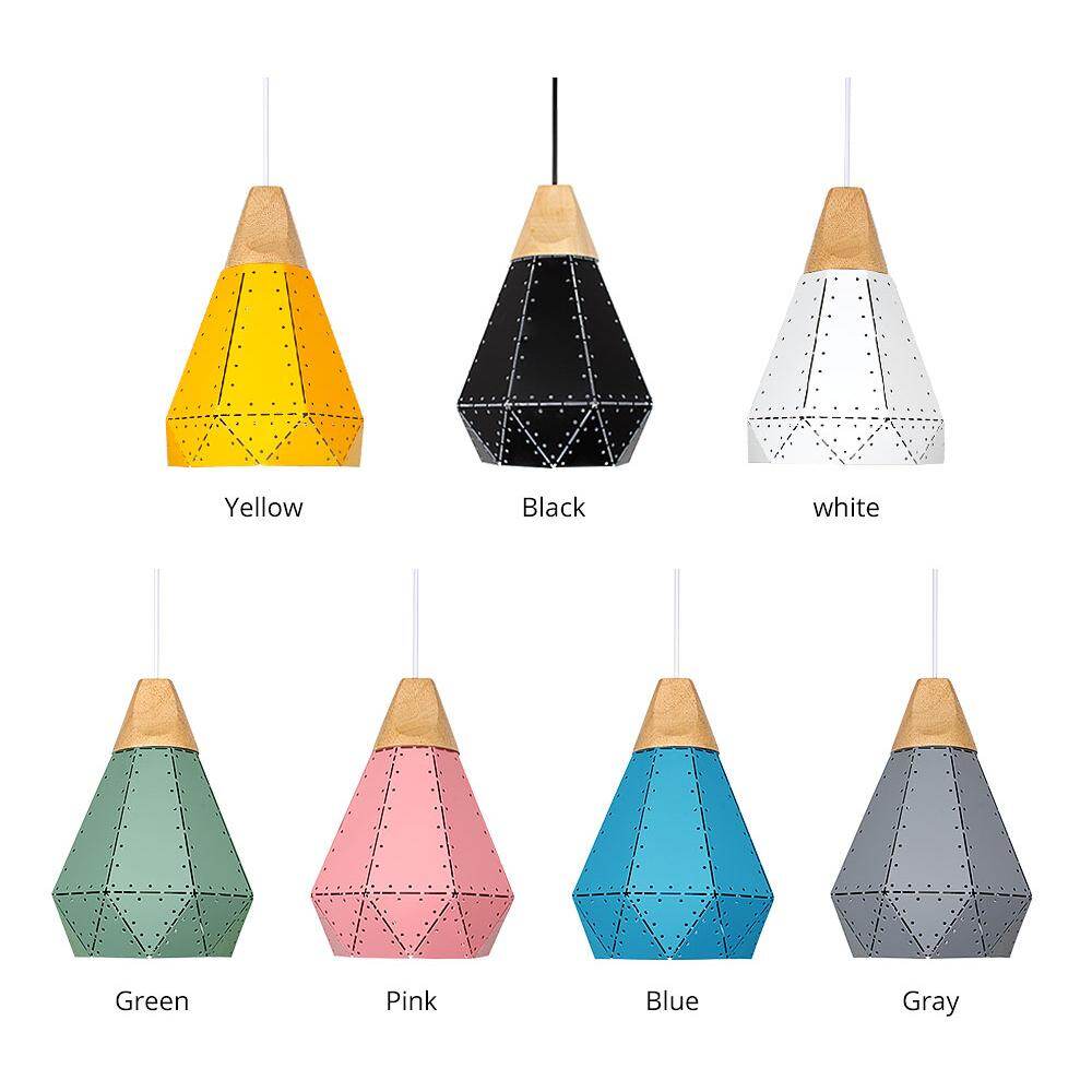 Pendant Light Modern E27 Macron Color Pendant Lamp Wood Iron Lampshade Cable 1.2m Pendant Lamp For Bedroom