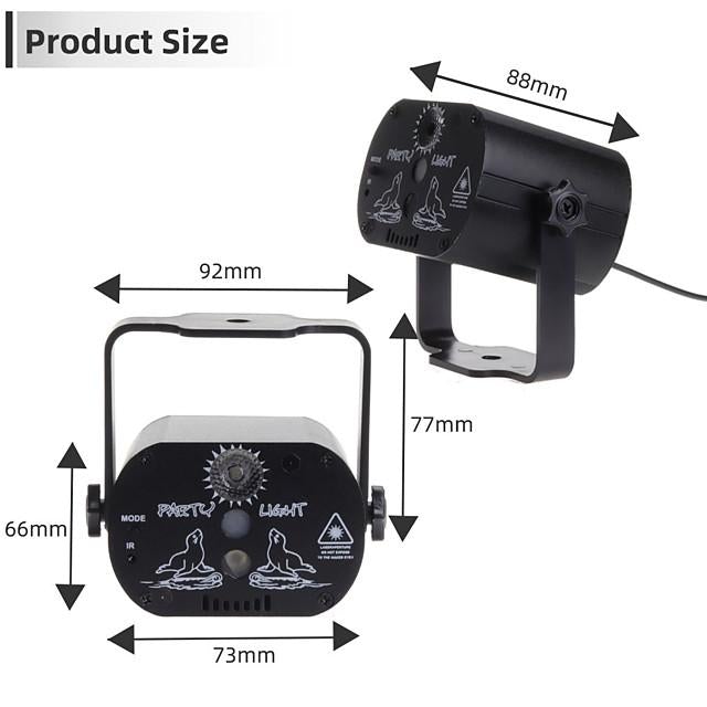 60 Patterns Laser Stage Light LED USB Charging Party RGB LED Disco Light DJ Moving Head Laser Projection Lamp Stage Lighting
