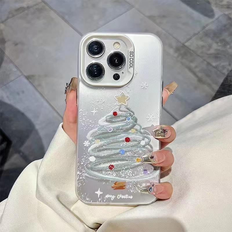 Christmas Tree Acrylic PhoneCase for IPhone 16 15Pro Max 11 12 13Mini 14Pro XS XR 7 8 Plus Shockproof Screen Protector Shell
