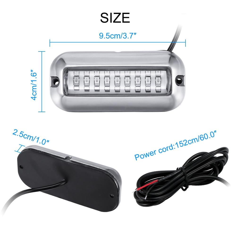 Universal 3.5inch 12V DC White/Blue/Green 27 LED Marine Stainless Steel Under Water Pontoon Waterproof Boat Transom Light IP68