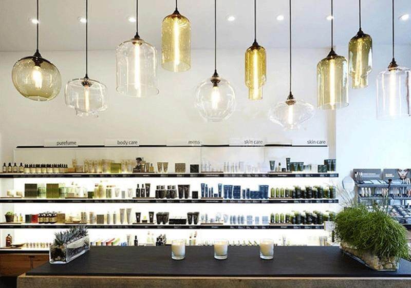 Nordic Modern Colorful Glass Bowl Pendant Lights E27 Loft Hanging Lamps For Kitchen Living Room Bedroom Restaurant Hotel Hall