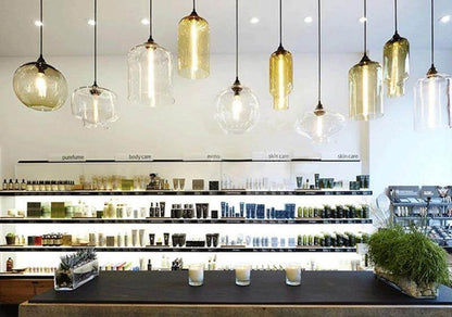 Nordic Modern Colorful Glass Bowl Pendant Lights E27 Loft Hanging Lamps For Kitchen Living Room Bedroom Restaurant Hotel Hall