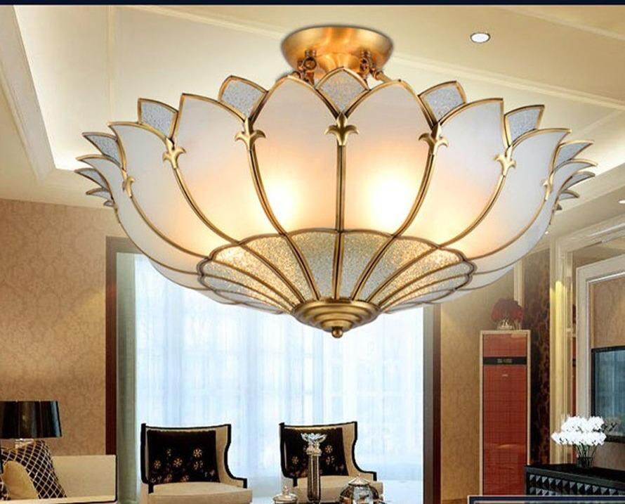 Led E27 European Copper Glass Half Hanging LED Lamp.LED Light.Pendant Lights.LED Pendant Light.Pendant Lamp For Foyer Bedroom