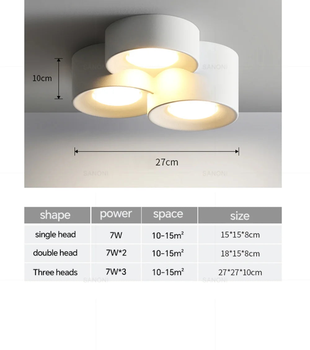 Nordic LED Ceiling Lamp Cylinder Spotlight Chandelier for Bedroom Hallway Decoration Indoor Lighting