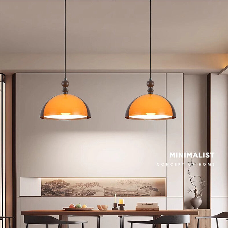 Vintage Pendant Lamp Double layer acrylic lampshade pendant light Dining Room Bar Bedroom bar counter orange mooding lamp