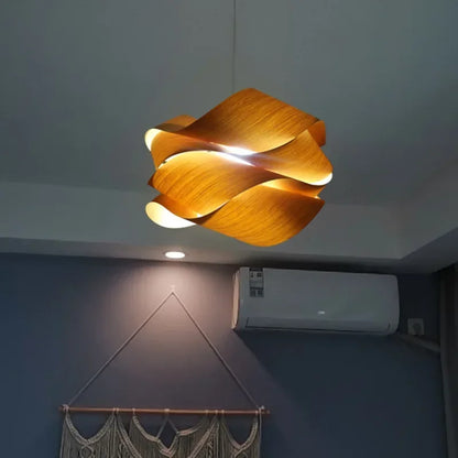 Creative Wooden Skin Pendant Lamp Bedroom Restaurant  Aisle Chandelier Modern Simple Led Decor Lighting Fixtures