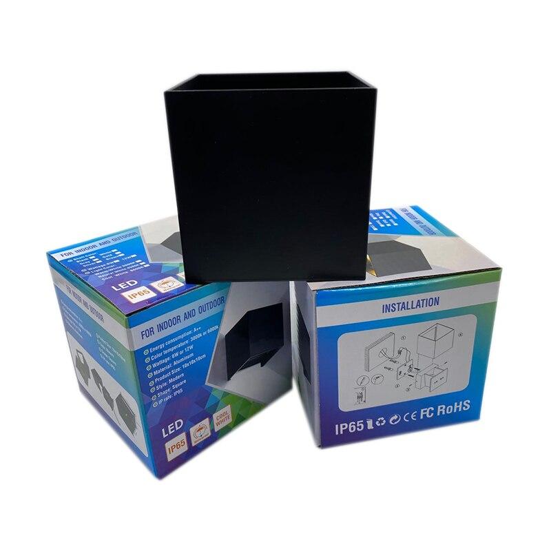 Free Shipping Up And Down Waterproof IP65 Cube LED Wall Lamp Aluminum Adjustable Decoration Wall Mounted  Garden Porch Light