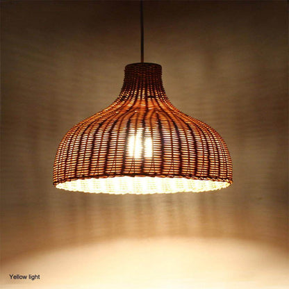 Modern Rattan Pendant Light Handmade Hang Lamp Teahouse Decoration Chinese Lamp Cover E27 Fixture Bar Indoor Lighting Led Lamp