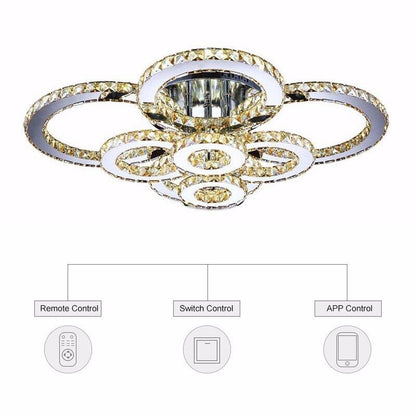 Surface K9 Crystal Modern LED Ceiling Light For Living Room Bedroom Lamp Fixture Luxury 8 Rings Dining Restaurant Plafon