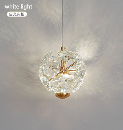 Light Luxury French Modern Crystal Bedroom Headboard Long Chandelier Dandelion Dining Room Bedroom Atmosphere Water Cube Lamp