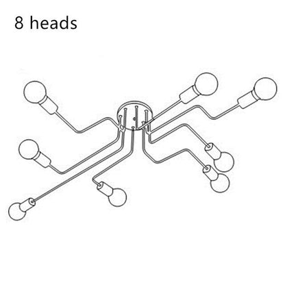 LED Pendant Lights Modern Pendant Lamps Hanging Vintage Multiple Rod Wrought Iron Lighting Ceilin Fixtures E27 Bulb Living Room