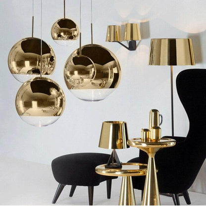 Modern TDixon Pendant Lights Gold Silver Mirror Ball Hanglamp Globe Glass Led Lamp Kitchen Living Room Bedroom Nordic Lamp