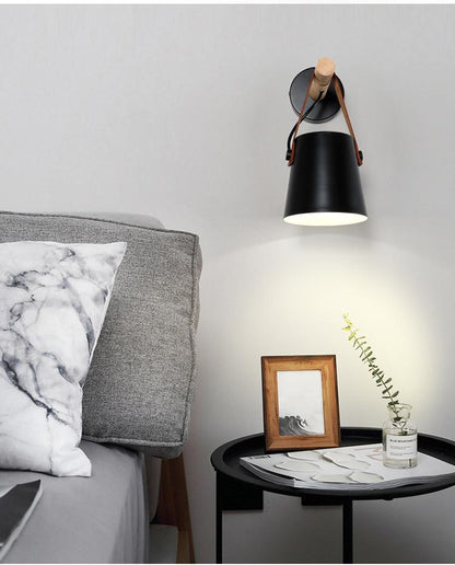 Nordic Wood Wall Lights Bedroom Beside LED Lights Black & White Modern E27 Wall Lamps LED Restaurant Bar Lighting E27 ZBD0016