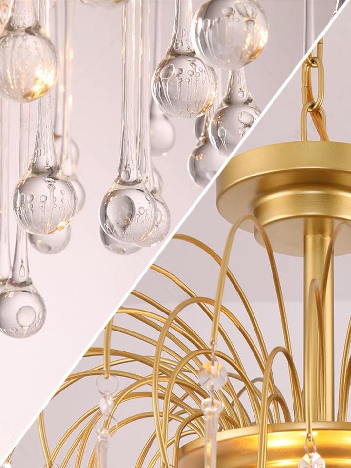 Retro Water Drop French Light Luxury Living Room Bedroom American Glass Chandelier