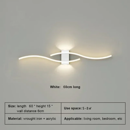 Modern LED Strip Wall Lamp Double Curve Remote Control Light Bedside Decor Black Gold Wall Sconces Living Room Bedroom