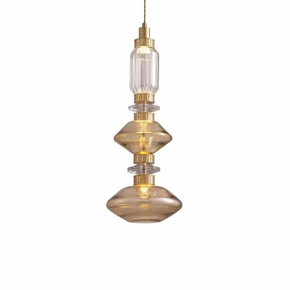 Clear Amber Glass LED Chandelier Modern Pendant Lamp Hall Parlor Restaurant Bedside Lighting Fixtures